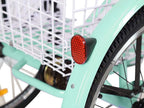24"/26" Adult Mountain Tricycle, 7 Speed 3 Wheel Cruiser Bicycle, Cyan Exercise Women's Trike, Rear StoraBasket