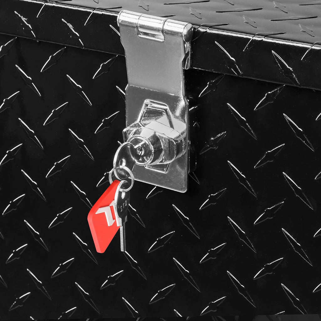 30 Inch Truck Bed Tool Box, Aluminum Heavy Duty Trailer Tool Box for Pickup Truck Bed RV, Toolbox StoraBox with Handle and Lock - Black
