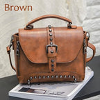 Bag - Vintage Leather Bags Rivet Handbags