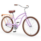 reezero Around Block Women's 26 In. Single Speed Beach Cruiser Bicycle with Rear Rack, Lilac Ginger