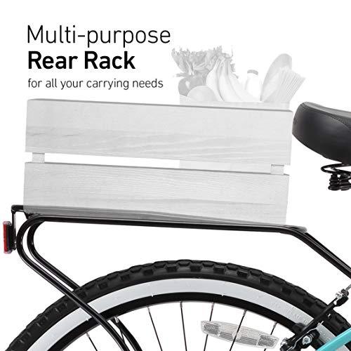reezero Around Block Women's 26 In. Single Speed Beach Cruiser Bicycle with Rear Rack, Lilac Ginger