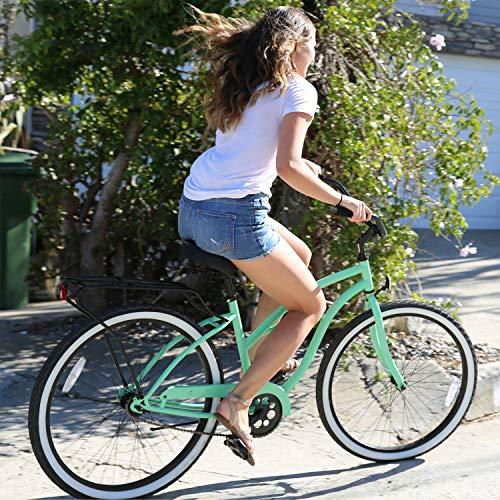 reezero Around Block Women's 26 In. Single Speed Beach Cruiser Bicycle with Rear Rack, Lilac Ginger