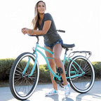 reezero Around Block Women's 26 In. Single Speed Beach Cruiser Bicycle with Rear Rack, Lilac Ginger