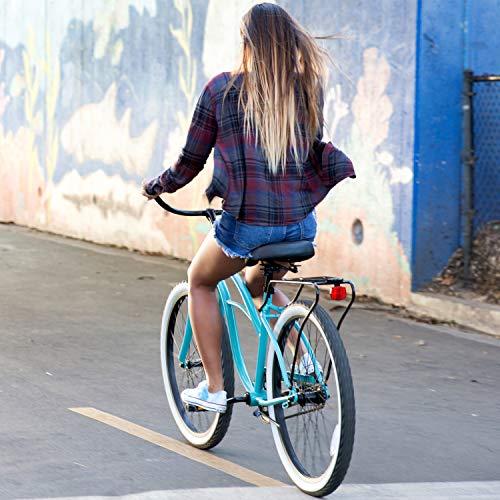 reezero Around Block Women's 26 In. Single Speed Beach Cruiser Bicycle with Rear Rack, Lilac Ginger