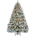 6/7.5/9ft Pre-Lighted Artificial Christmas Xmas Tree w/ Warm Lights, Green/White
