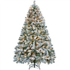 6/7.5/9ft Pre-Lighted Artificial Christmas Xmas Tree w/ Warm Lights, Green/White