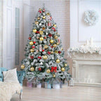 6/7.5/9ft Pre-Lighted Artificial Christmas Xmas Tree w/ Warm Lights, Green/White