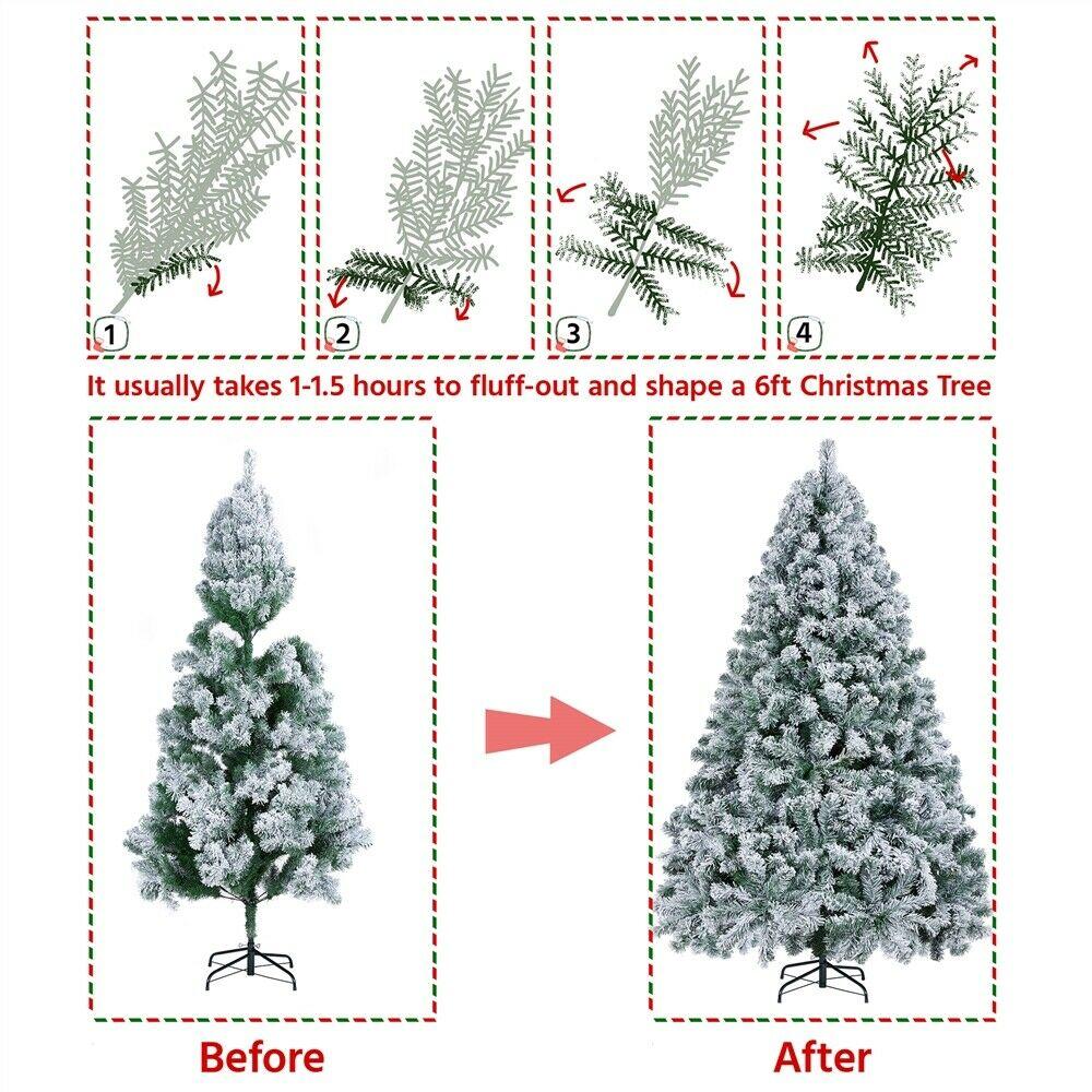 6/7.5/9ft Pre-Lighted Artificial Christmas Xmas Tree w/ Warm Lights, Green/White