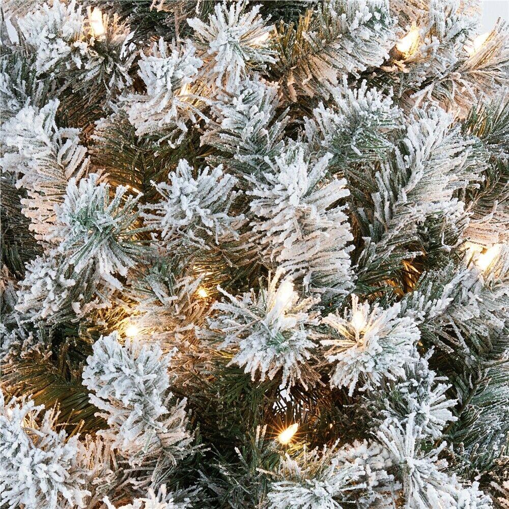 6/7.5/9ft Pre-Lighted Artificial Christmas Xmas Tree w/ Warm Lights, Green/White