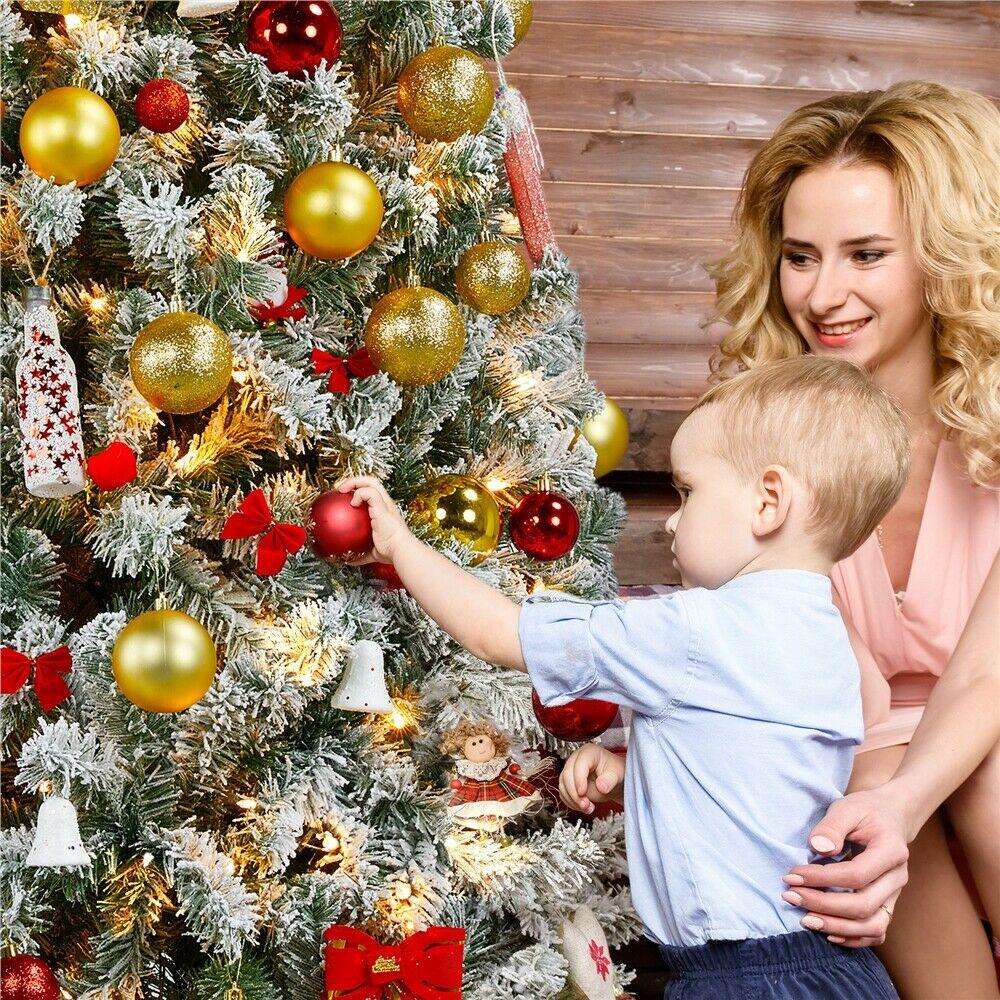 6/7.5/9ft Pre-Lighted Artificial Christmas Xmas Tree w/ Warm Lights, Green/White