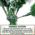 6/7.5/9ft Pre-Lighted Artificial Christmas Xmas Tree w/ Warm Lights, Green/White