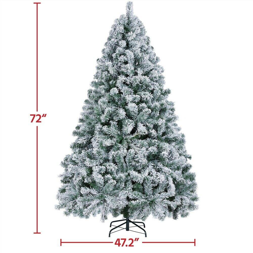 6/7.5/9ft Pre-Lighted Artificial Christmas Xmas Tree w/ Warm Lights, Green/White