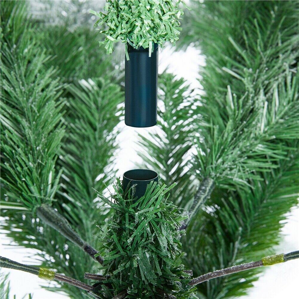 6/7.5/9ft Pre-Lighted Artificial Christmas Xmas Tree w/ Warm Lights, Green/White