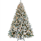 6/7.5/9ft Pre-Lighted Artificial Christmas Xmas Tree w/ Warm Lights, Green/White