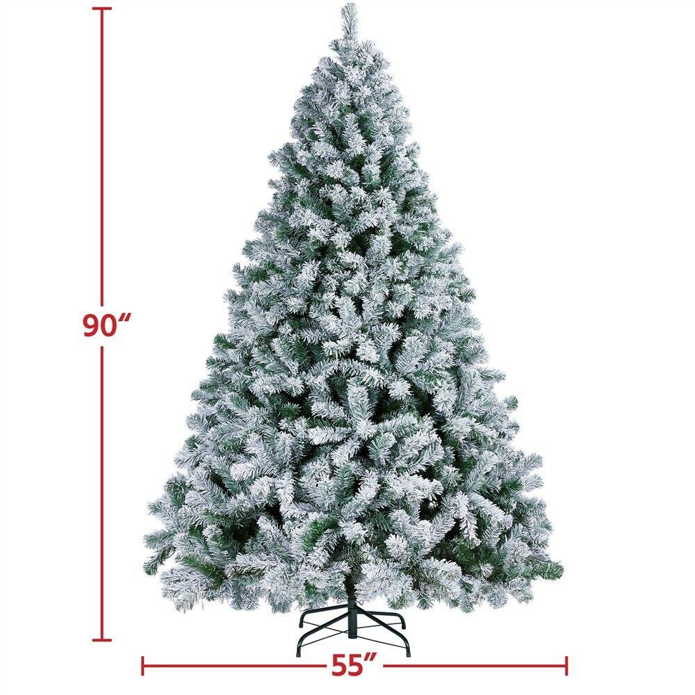 6/7.5/9ft Pre-Lighted Artificial Christmas Xmas Tree w/ Warm Lights, Green/White