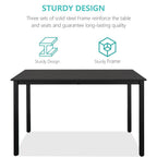 Small Dining Table Set for 4, 3 Pieces Farmhouse Kitchen Table Set with Two Benches, Modern Dining Room Set with Metal Frame and MDF Board, Black Dining Furniture Set for Home, Cafeteria, LL324
