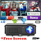 led 5000lms projector android wifi home theater blue-tooth airplay miracast tv