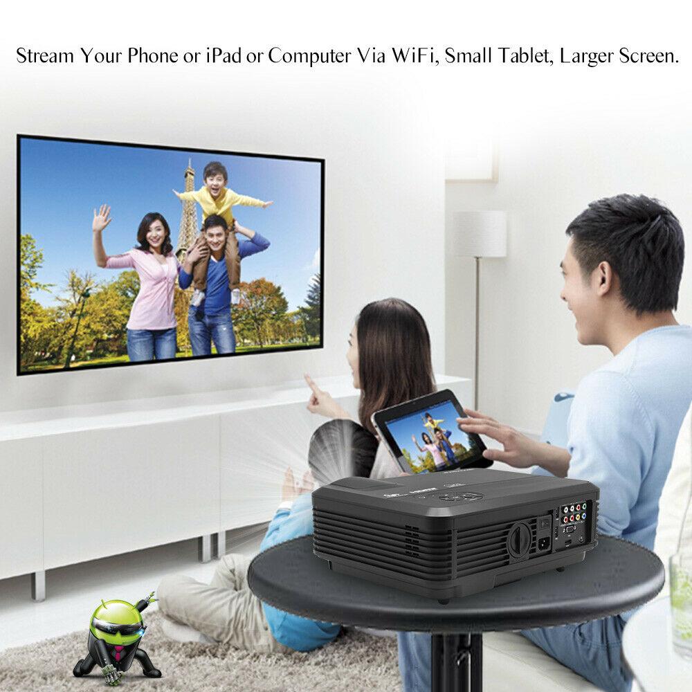 led 5000lms projector android wifi home theater blue-tooth airplay miracast tv