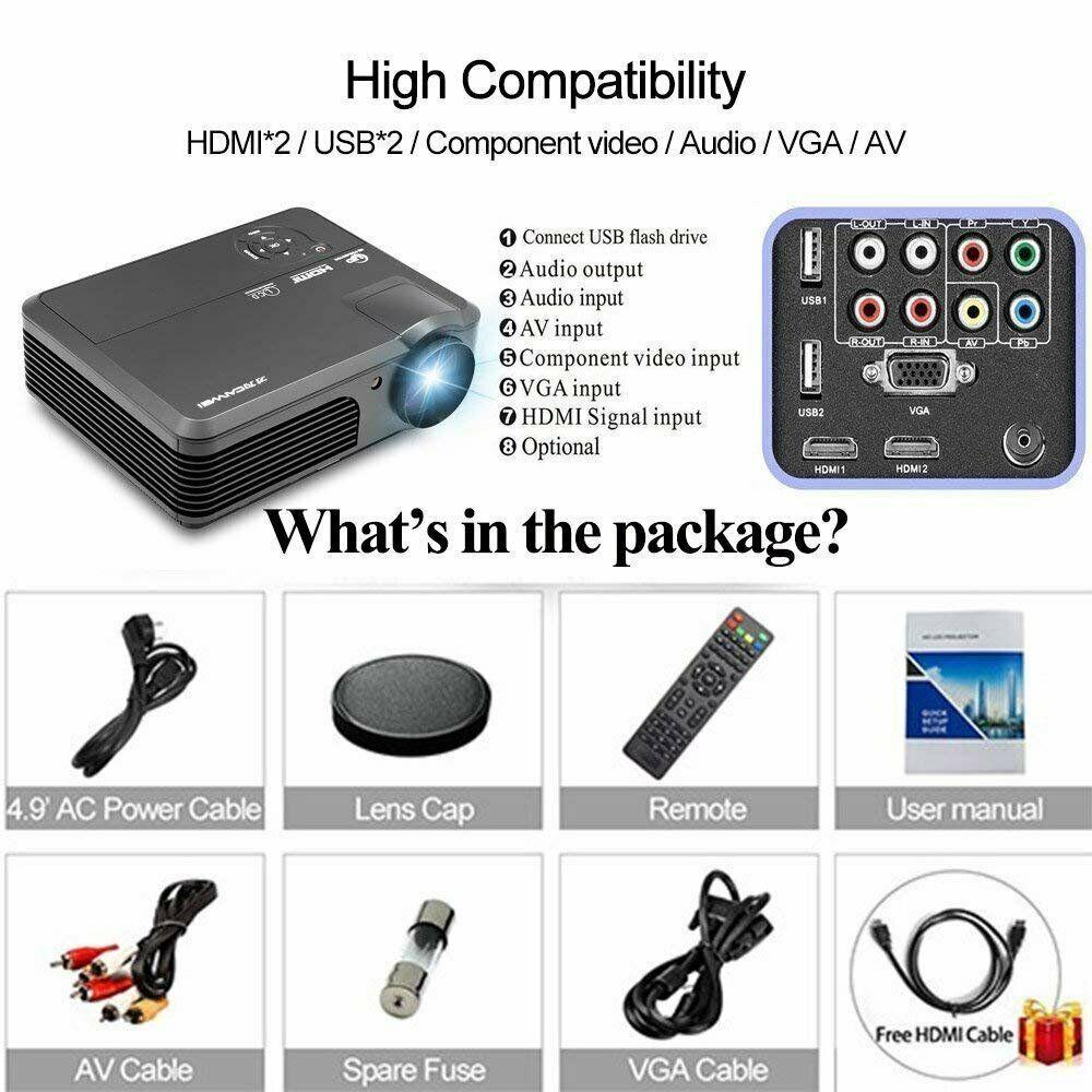 led 5000lms projector android wifi home theater blue-tooth airplay miracast tv