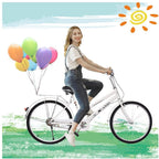 Micozy Women Bike Beach Cruiser Bike 24 Inch Retro Bicycle Classic Bicycle Commuter Bicycle with Ring Bell and Comfortable Seats &amp; Back Seats Fits 4'8''-5'10'' [US in Stock]
