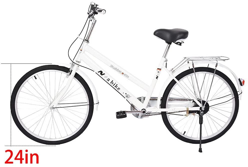 Micozy Beach Cruiser Bike Women Bike 24 Inch Retro Bicycle Classic Bicycle Commuter Bicycle with Ring Bell and Comfortable Seats &amp; Back Seats Fits 4'8''-5'10'' [US in Stock]