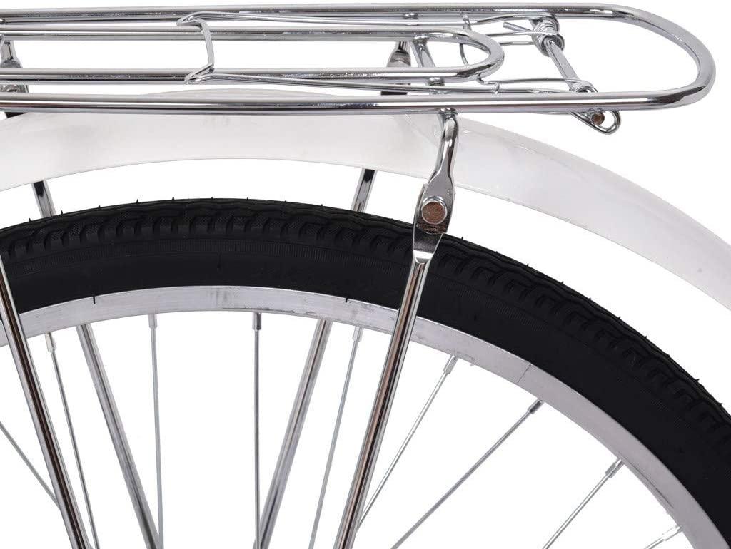 Micozy Beach Cruiser Bike Women Bike 24 Inch Retro Bicycle Classic Bicycle Commuter Bicycle with Ring Bell and Comfortable Seats &amp; Back Seats Fits 4'8''-5'10'' [US in Stock]