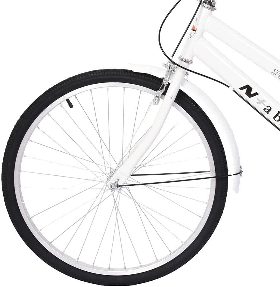 Micozy Beach Cruiser Bike Women Bike 24 Inch Retro Bicycle Classic Bicycle Commuter Bicycle with Ring Bell and Comfortable Seats &amp; Back Seats Fits 4'8''-5'10'' [US in Stock]
