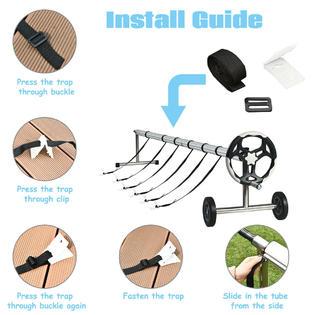 Costway 18 Ft Pool Cover Reel Set Aluminum In-ground Swimming Pool Solar Cover Reel