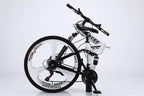 24 Inch Adult Mountain Bikes Folding Bike Non-Slip Bicycles, Fast-Speed Comfortable Outroad Racing Cycling, 21-Speed  Dual Disc Brakes Mountain Bicycle for Teens Men Women