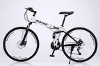 24 Inch Adult Mountain Bikes Folding Bike Non-Slip Bicycles, Fast-Speed Comfortable Outroad Racing Cycling, 21-Speed  Dual Disc Brakes Mountain Bicycle for Teens Men Women