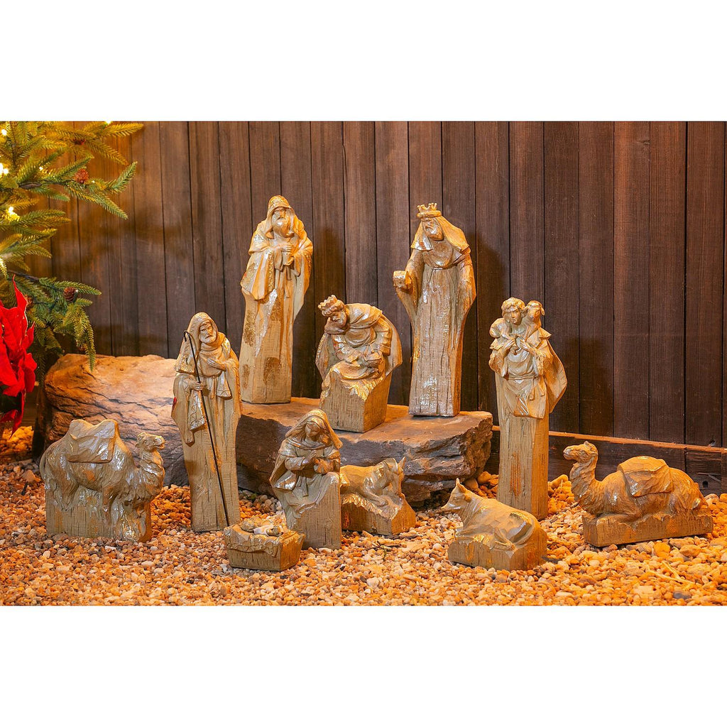 Evergreen Enterprises Nativity Set with Natural Finish and Metallic Accent