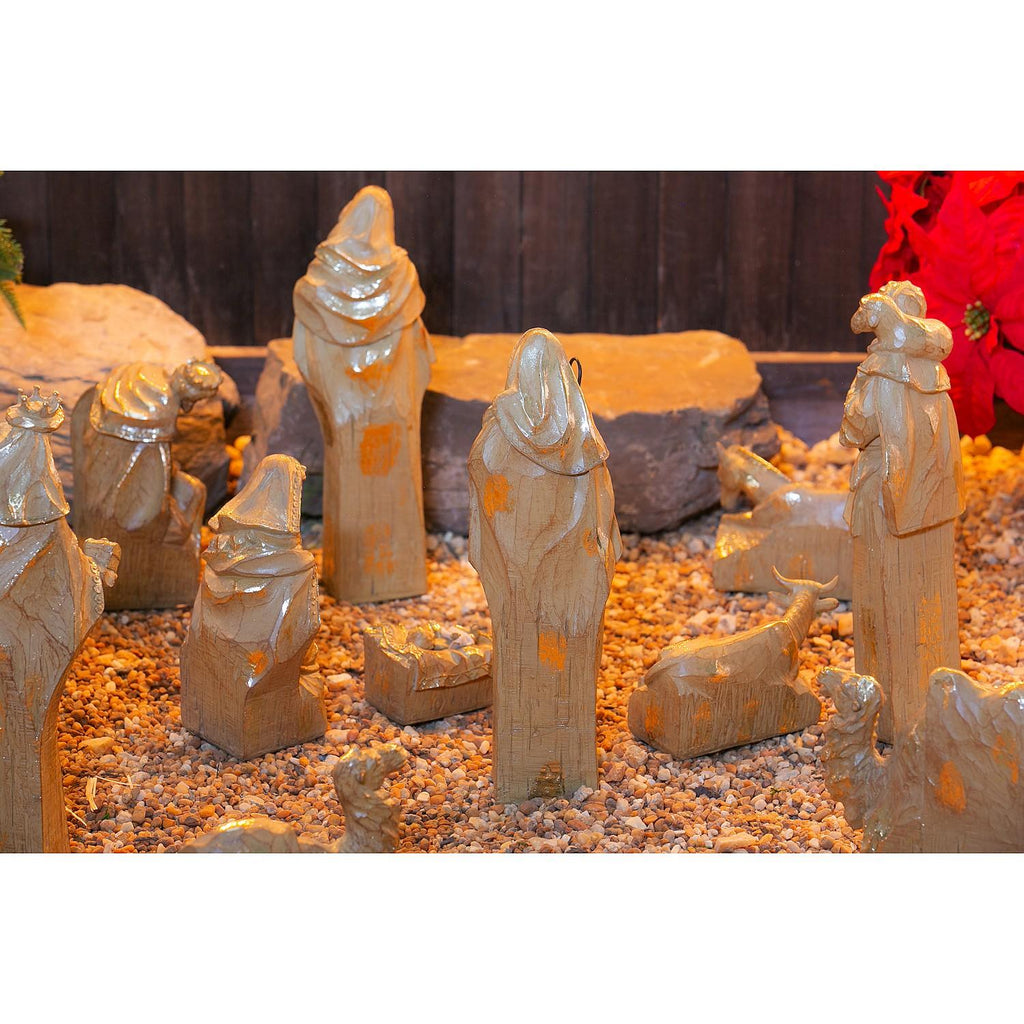 Evergreen Enterprises Nativity Set with Natural Finish and Metallic Accent