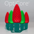 OptiCore C9 Red and Green Christmas Lights, LED String Lights with Shatterproof Christmas Bulbs, 50 Lights, 50ft