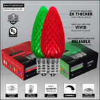 OptiCore C9 Red and Green Christmas Lights, LED String Lights with Shatterproof Christmas Bulbs, 50 Lights, 50ft