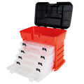 Small Parts Organizer Box - 11-Inch Portable StoraCase with 4 Removable Multi-Compartment Trays for Screws, Beads, Small Fishing Tackle, Hardware, and Craft Supplies by  (Red)