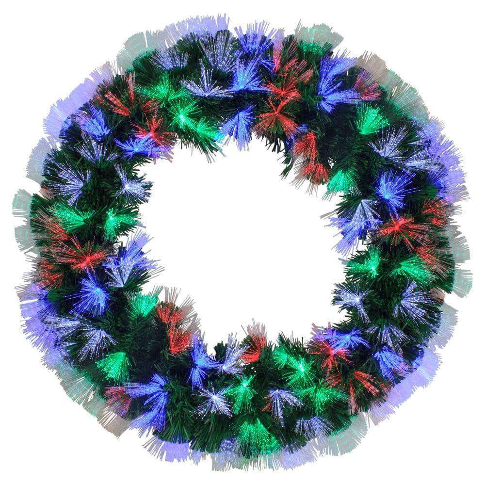 24 in. Multi-function Coloring Changing Fiber Optic Pine Artificial Christmas Wreath