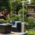 48000 BTU Outdoor Patio Propane Heater, 88in Tall Umbrella Outside Space Gas Heater with Wheels, Standing Tainless Steel Patio Floor Air Heater, for Commercial, Residential, Garden, Porch, Party, Deck