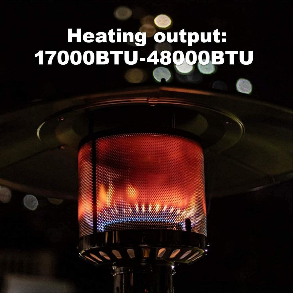 48000 BTU Outdoor Patio Propane Heater, 88in Tall Umbrella Outside Space Gas Heater with Wheels, Standing Tainless Steel Patio Floor Air Heater, for Commercial, Residential, Garden, Porch, Party, Deck