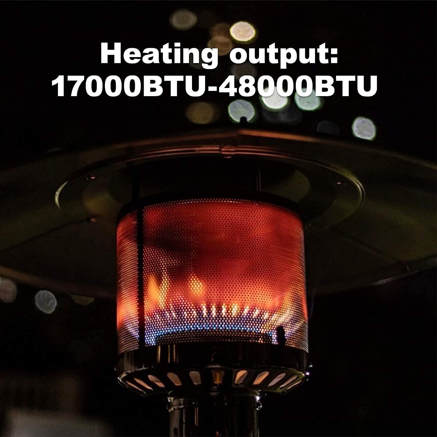 48000 BTU Outdoor Patio Propane Heater, 88in Tall Umbrella Outside Space Gas Heater with Wheels, Standing Tainless Steel Patio Floor Air Heater, for Commercial, Residential, Garden, Porch, Party, Deck