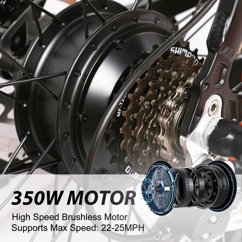 350W Electric Bike 20" Electric Mountain Bike 6-Speed Electric Bikes for Adults Electric Bicycle with 48V Battery