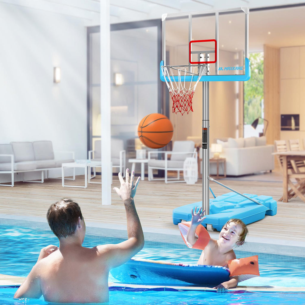 MaxKare Basketball Hoop Goal Portable Poolside Basketball System Set Stand Adjustable Height 47"-79" Outdoor Indoor for Kid Adult  W LarBackboard