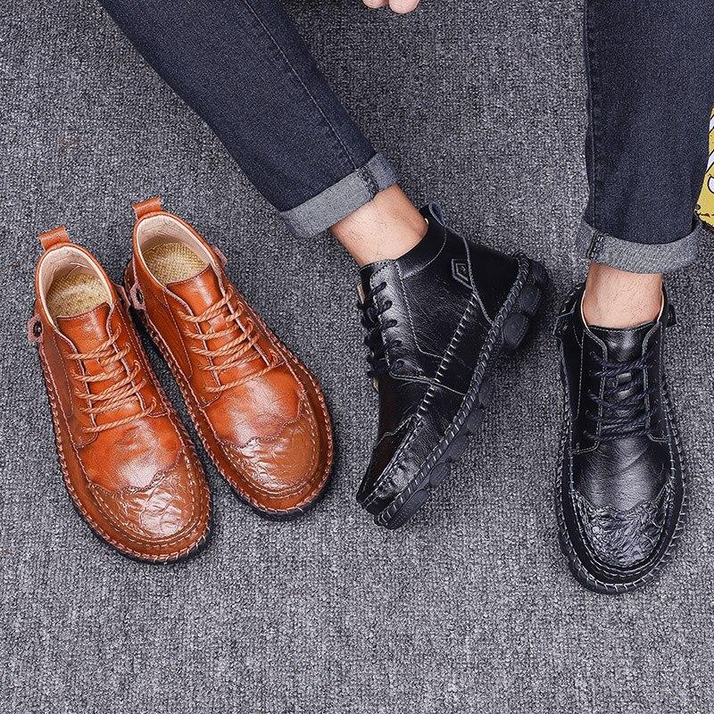 Men's Plus Size Leather Ankle Boots