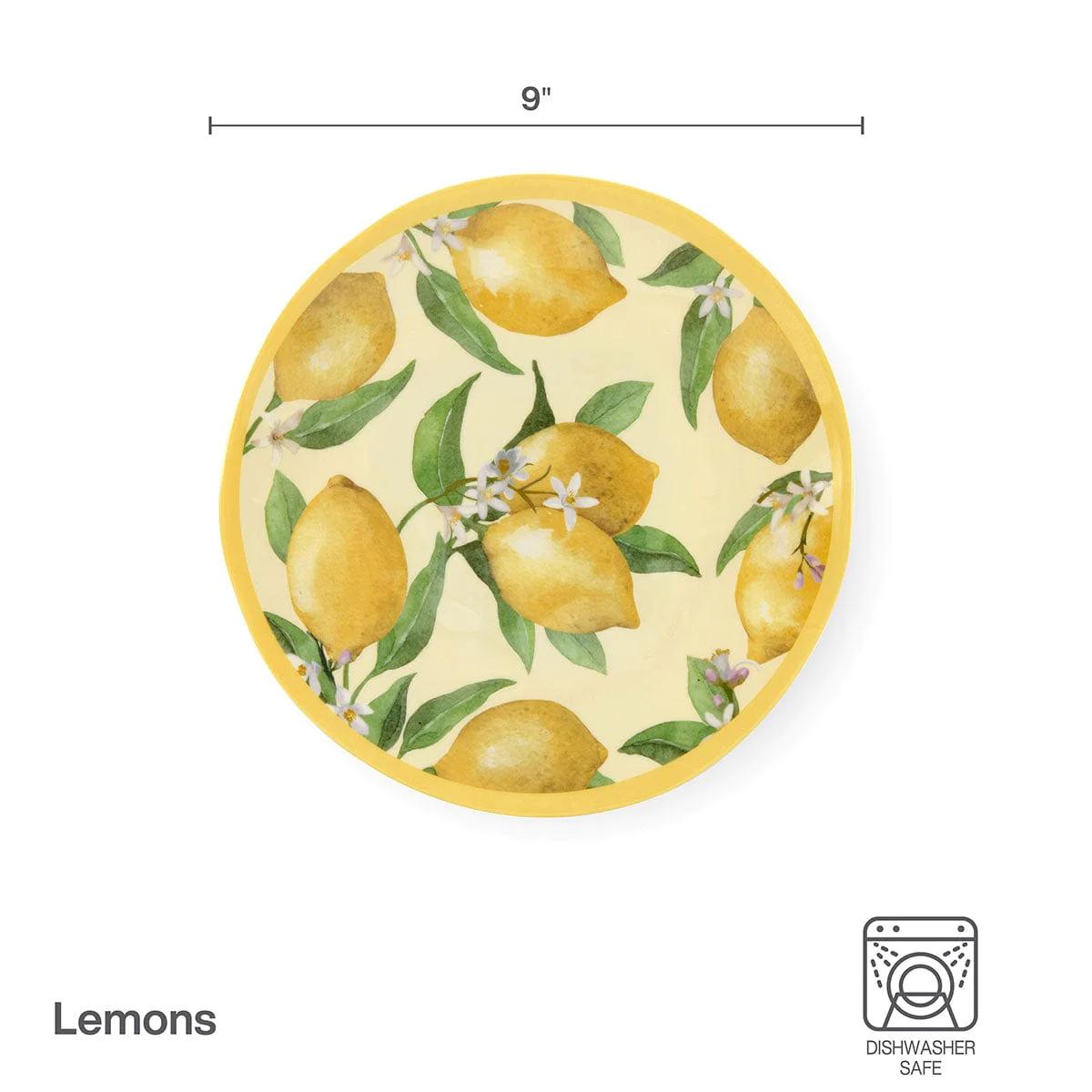 Lemons Set of 4 Outdoor Melamine Salad Plates