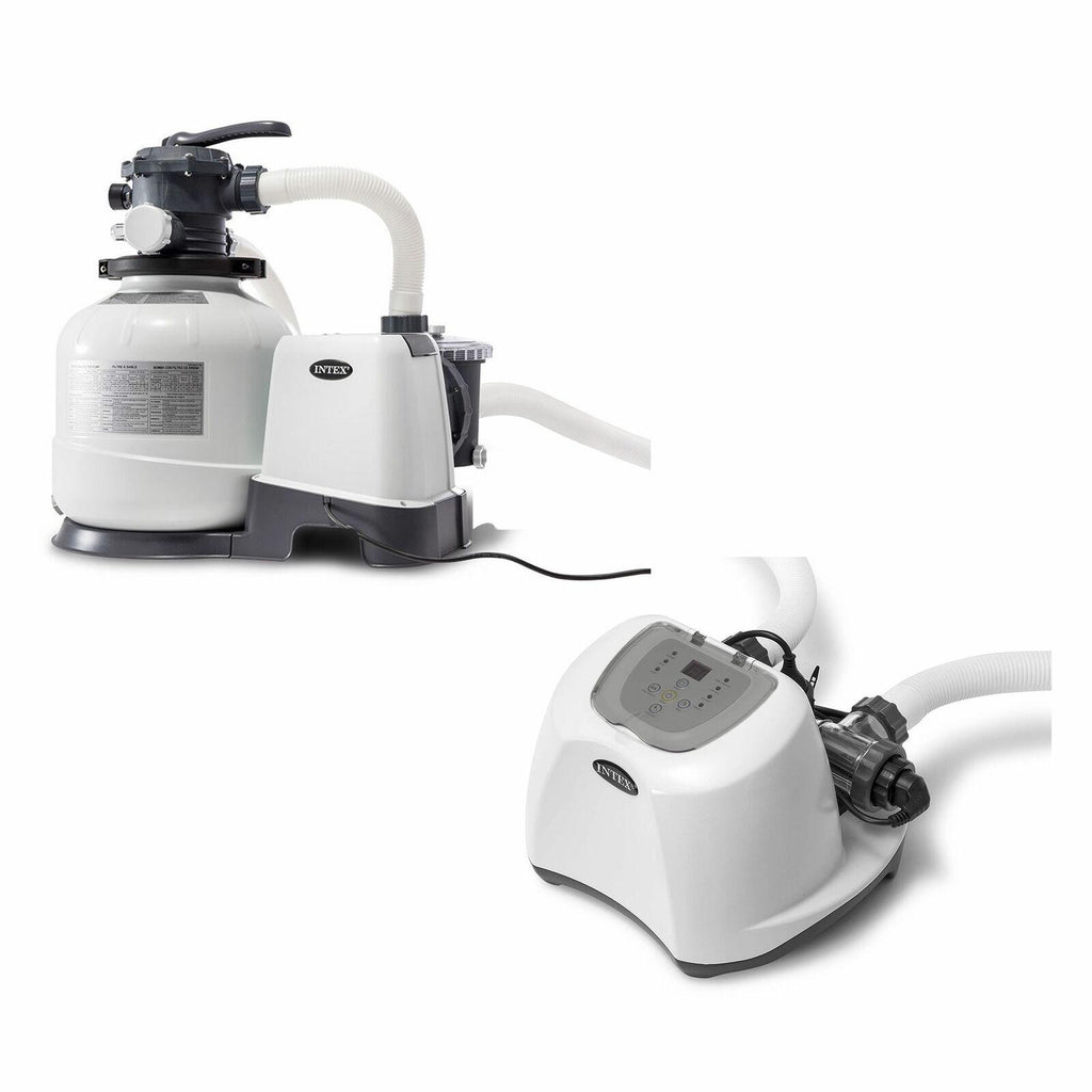 intex 2800 gph pool sand filter pump w/krystal clear saltwater system