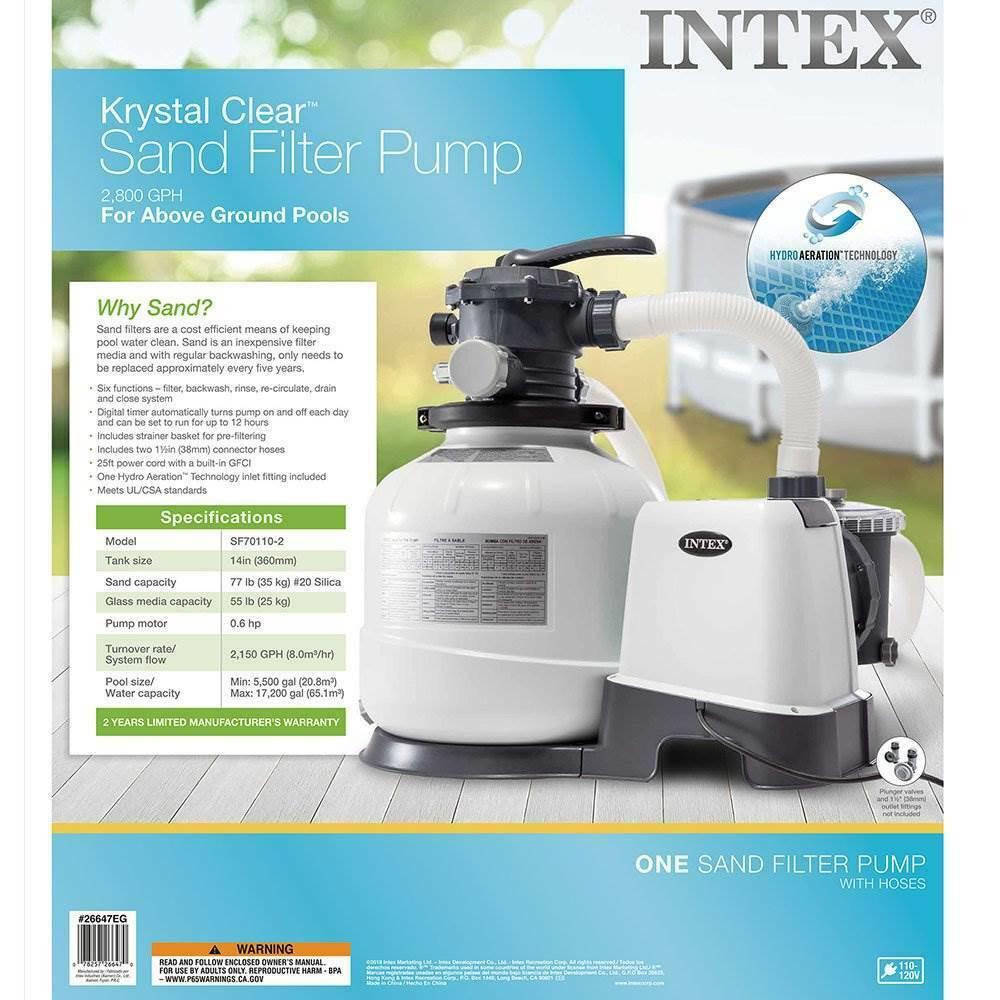 intex 2800 gph pool sand filter pump w/krystal clear saltwater system