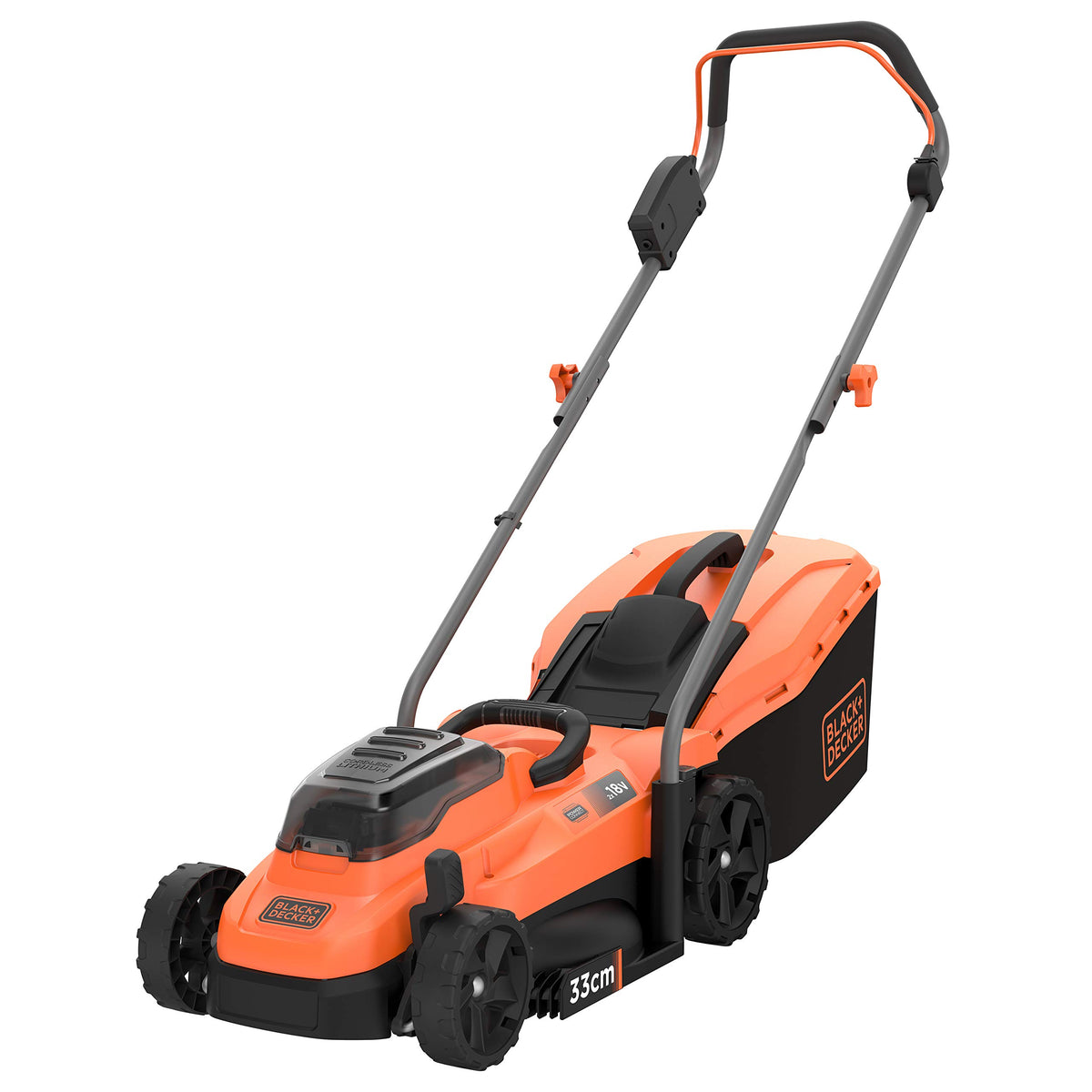 18 V Battery Lawn Mower (36 V with Two 18 V 2.5 Ah Batteries Supplied) - 33 cm - Adjustable Cutting Height - Basket 35 Litres BCMW3318L2-QW