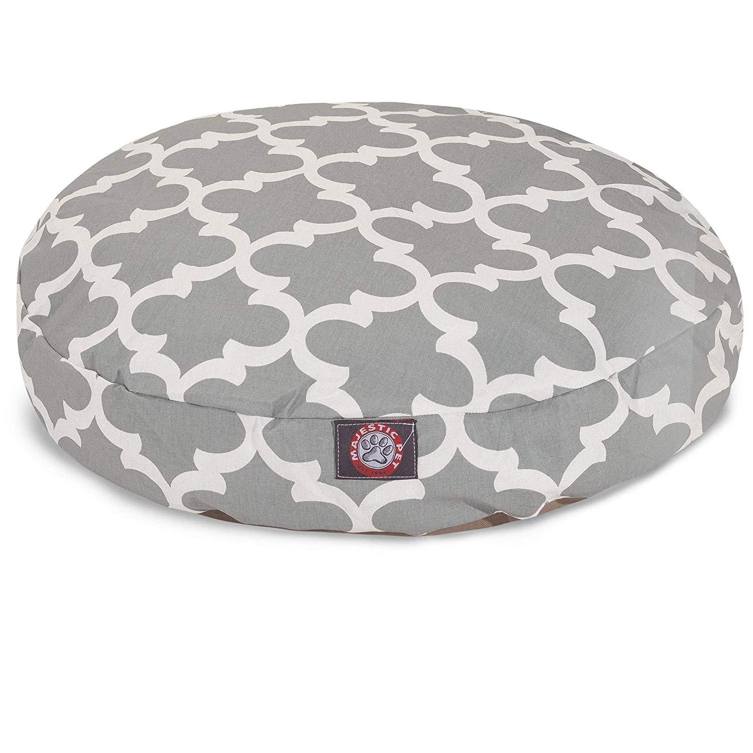 Gray Trellis LarRound Indoor Outdoor Pet Dog Bed With Removable Washable Cover By Majestic Pet Products