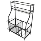 CHICIRIS GaraSports Equipment Organizer with Hooks, Balls StoraRack, GaraBalls Storage, Sport Gear GaraStoraRack with Baskets for Balls, Rackets, Workout Gear, Yoga Mats,Toys Black