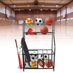 CHICIRIS GaraSports Equipment Organizer with Hooks, Balls StoraRack, GaraBalls Storage, Sport Gear GaraStoraRack with Baskets for Balls, Rackets, Workout Gear, Yoga Mats,Toys Black