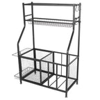 CHICIRIS GaraSports Equipment Organizer with Hooks, Balls StoraRack, GaraBalls Storage, Sport Gear GaraStoraRack with Baskets for Balls, Rackets, Workout Gear, Yoga Mats,Toys Black